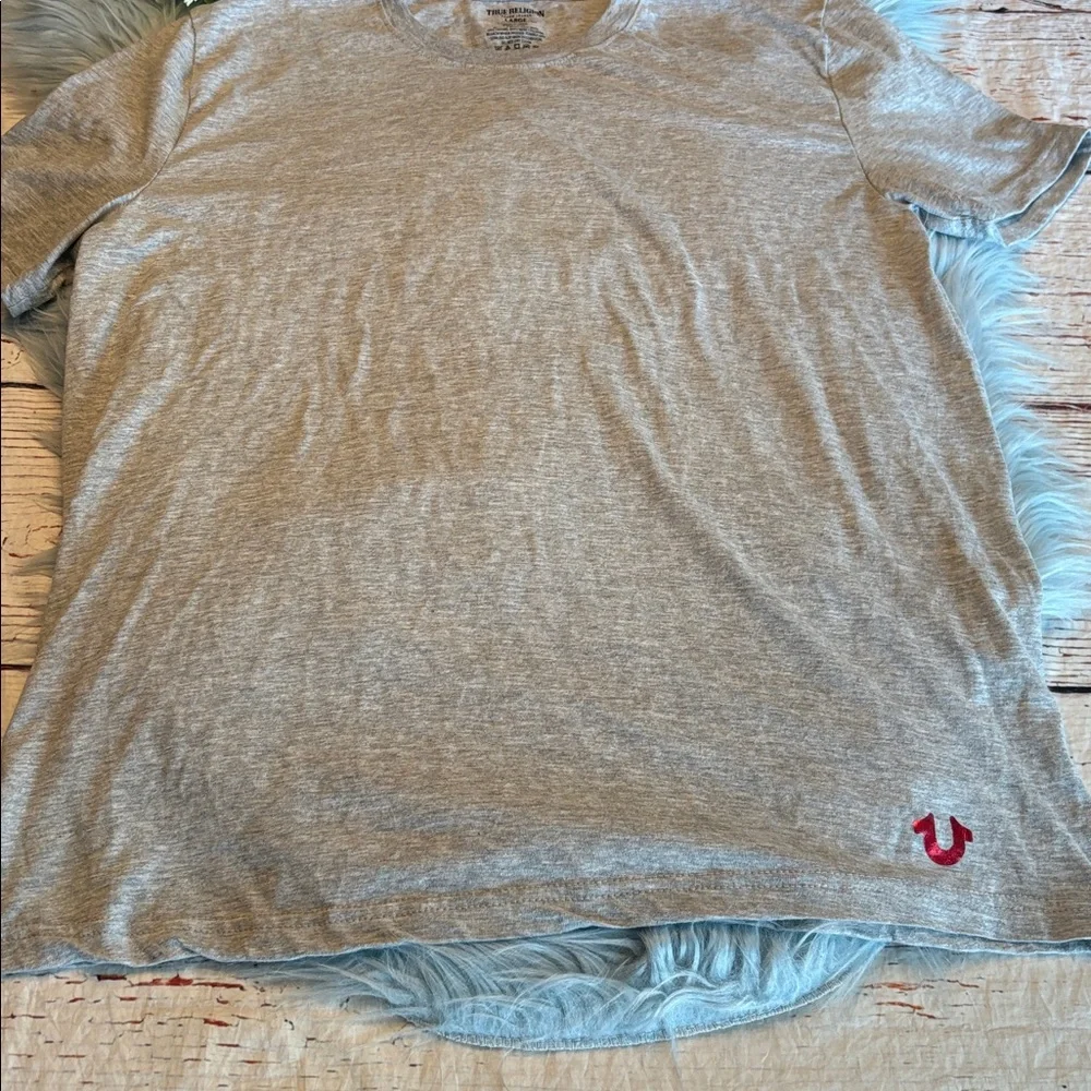 True Religion Heather Gray Crewneck Short Sleeve T-Shirt Sz L